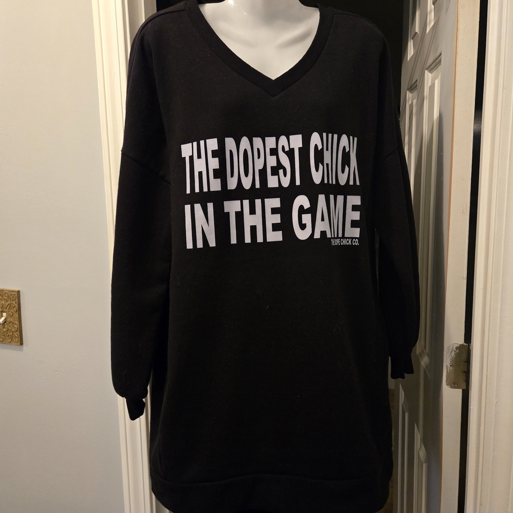 Black Graphic Sweatshirt Dress